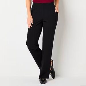 Black “Audra” Ponte Knit Pull-On Pants